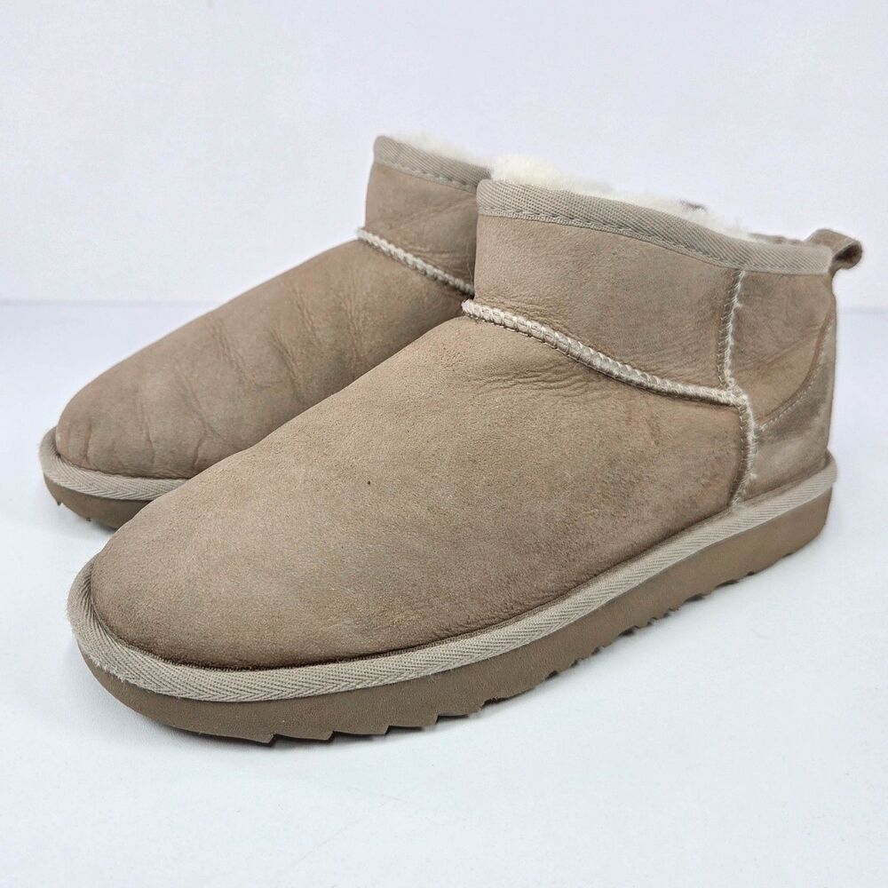 UGG Classic Ultra Mini Beige Suede Boots Women's 6